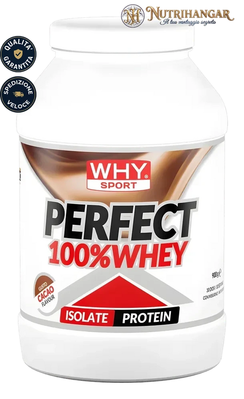 Barattolo di Perfect 100% Whey Why Sport Gusto Cacao 900 gr