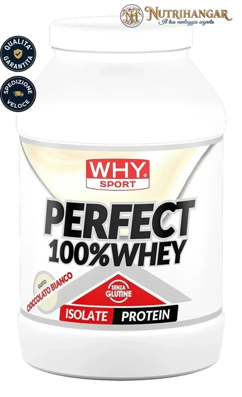 Barattolo di Perfect 100% Whey Why Sport Gusto Cioccolato al Latte 900 gr