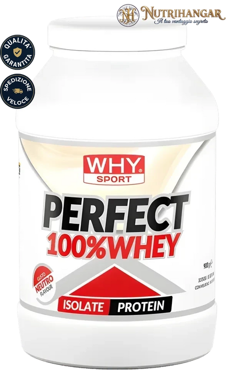 Barattolo di Perfect 100% Whey Why Sport Gusto Neutro 900 gr