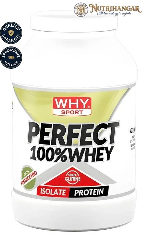 Barattolo di Perfect 100% Whey Why Sport Gusto Pistacchio 900 gr