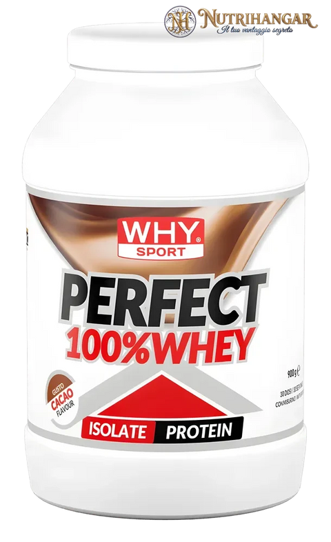 Barattolo di Perfect 100% Whey Why Sport Gusto Cacao 900 gr