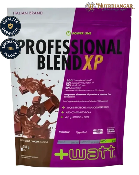 Confezione di Professional Blend XP +Watt integratore proteico blend Gusto Cacao