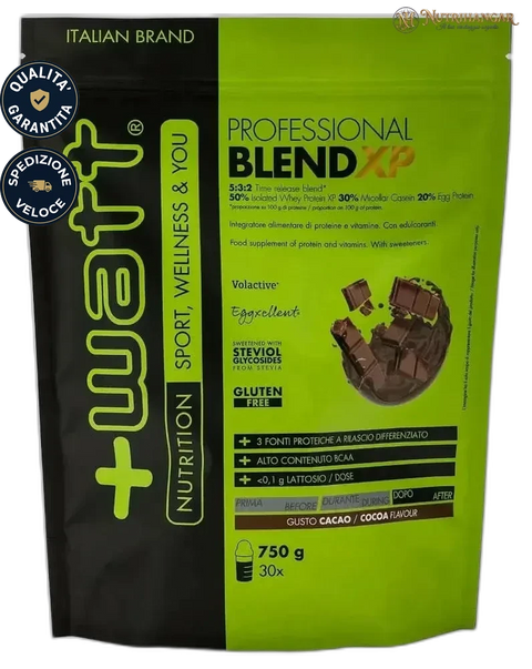 Confezione di Professional Blend XP +Watt integratore proteico blend Gusto Cacao