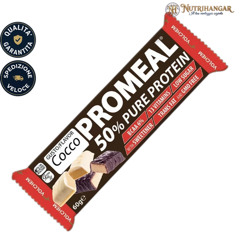 Barretta proteica Promeal® Protein 50% Volchem per definizione muscolare. Cocco