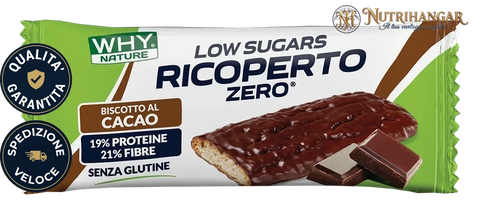 Confezione monodose di Ricoperto Zero Why Nature al cacao. Gusto Biscotto al Cacao