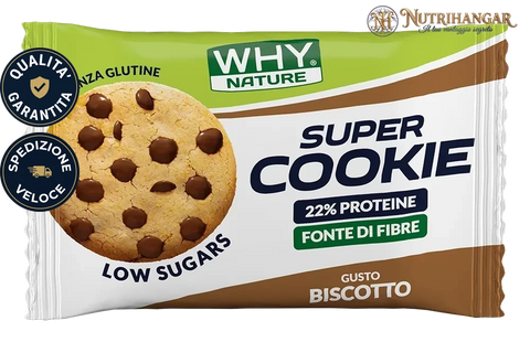 Super Cookie Biscotto Proteico Why Nature con gocce di cioccolato. Gusto Biscotto