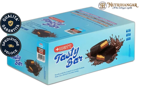 Confezione di Tasty Bar +Watt barretta proteica Gusto Nocciola e Cacao Box 24 pz
