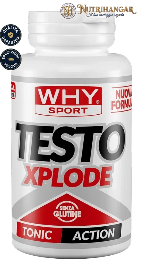 Flacone dell'integratore Testo Xplode Why Sport con KSM-66® e ZMB6