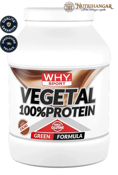 Barattolo di proteine vegane Vegetal 100% Protein Why Sport Gusto Cacao