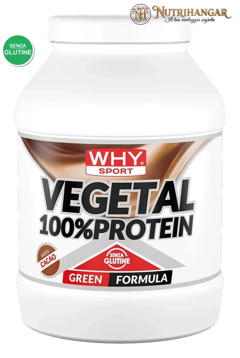 Barattolo di proteine vegane Vegetal 100% Protein Why Sport Gusto Cacao