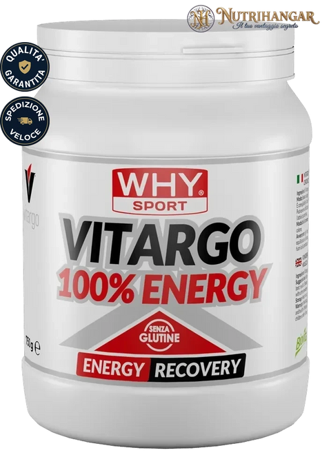 Barattolo dell'integratore Vitargo 100% Energy Why Sport in polvere