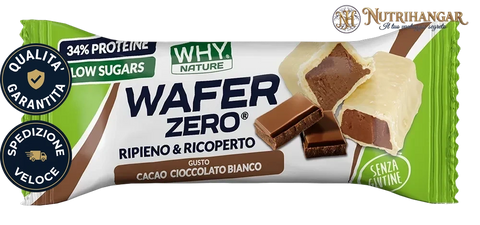 Confezione di Wafer Zero Why Nature ricoperto di cioccolato. Gusto Cacao bianco