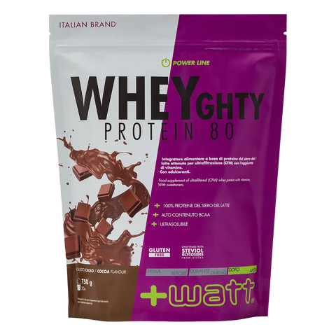 Wheyghty Protein 80 +Watt Cacao – doypack da 750 g