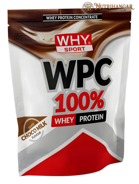 Barattolo di proteine concentrate WPC 100% Why Sport per la massa muscolare Gusto Choco Milk 1 kg