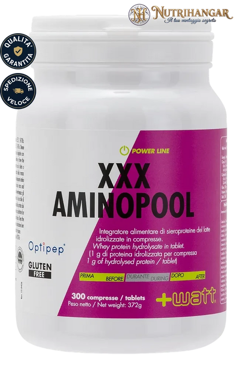 Barattolo XXX Amino Pool +Watt integratore proteine idrolizzate in compresse. 300 compresse