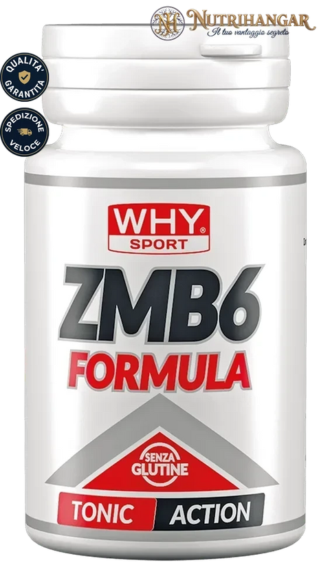 Flacone dell'integratore ZMB6 Formula Why Sport con Magnesio, Zinco e B6